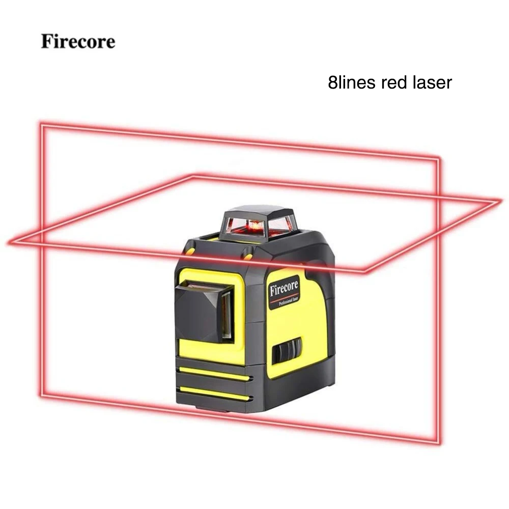 

Firecore 92T 8 Lines Laser Level Self-Leveling (4 degrees) Horizontal And Vertical Red Laser Cross Line Beam Line With Receiver