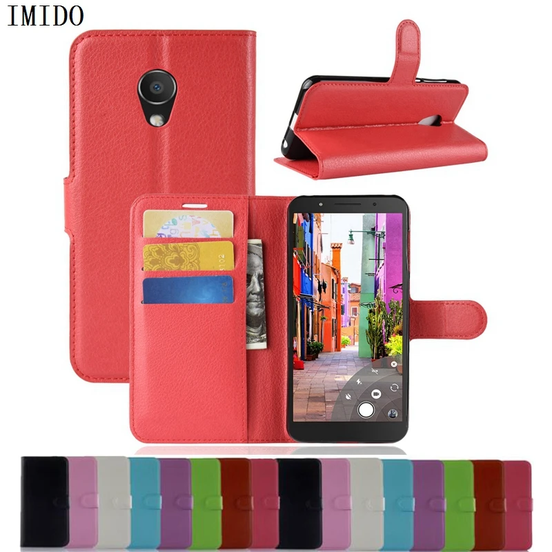 

IMIDO Wallet Stand Flip Cover For Alcatel 1C 5009D 5009A PU Leather Magnetic With Card For Alcatel 1C 5009