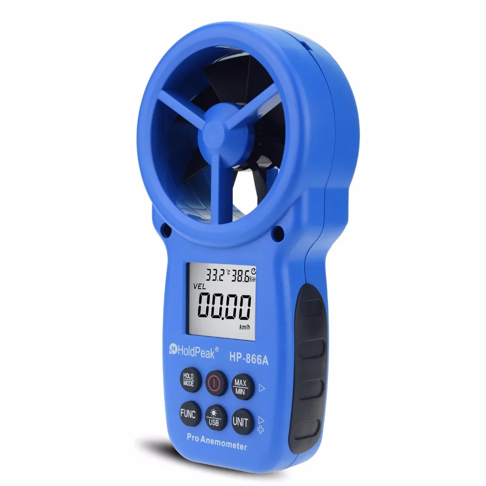 

HoldPeak HP-866A Portable Wind Speed Air Volume Meter Anemometer USB/Handheld with Data Logger Feature and Carry Bag