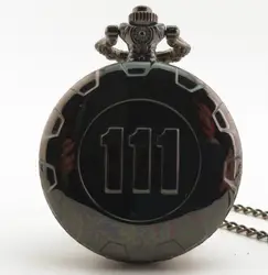 Винтаж моды кварцевые карманные часы черный игра Fallout 4 хранилище 111 стимпанк Для женщин человек Цепочки и ожерелья подвеска с Chai