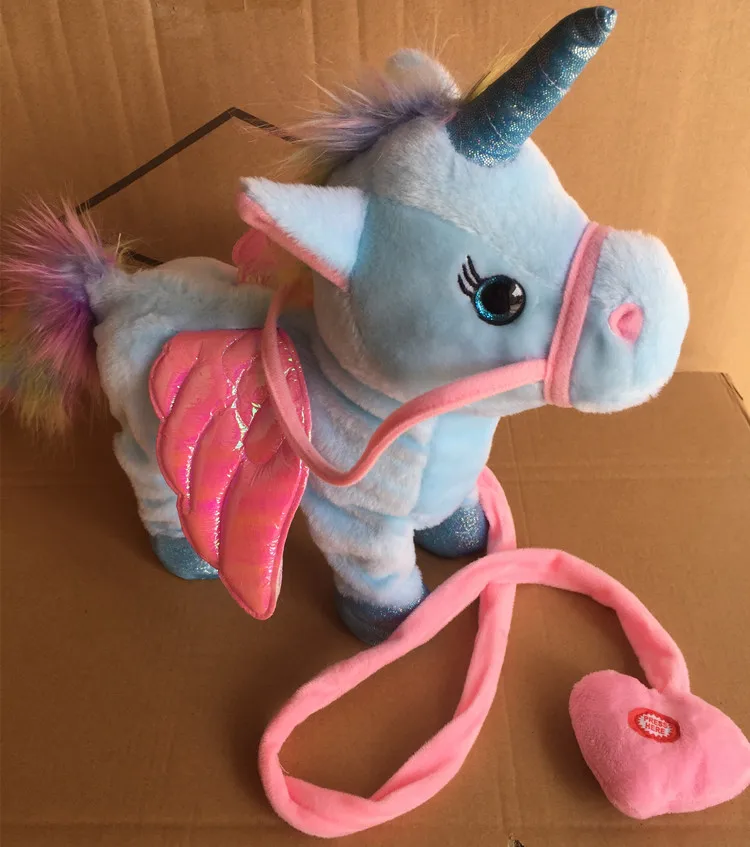 Электронный плюш робот лошади Рождественский подарок электронные плюшевые игрушки для детей подарки на день рождения пение и прогулки Единорог