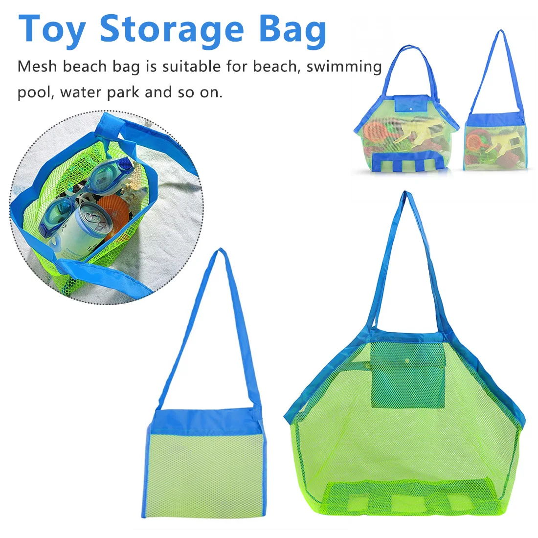 

Children Beach Mesh Bath Toys Storage Bag Tote Kids Large Folding Net Bags