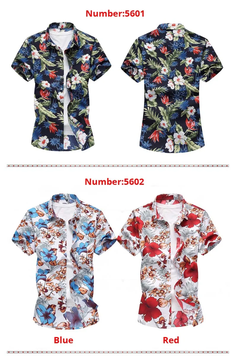 20 видов стилей, летняя мужская Повседневная рубашка с коротким рукавом, мужские рубашки с цветочным принтом, Гавайские повседневные мужские рубашки с цветочным принтом для пляжа, отдыха, Camisa, 6XL, 7XL