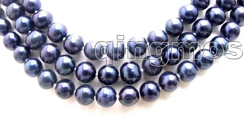SALE Big 7-8mm Black HIGH QUALITY AA natural freshwater Pearl 3 Strands 18-19-20