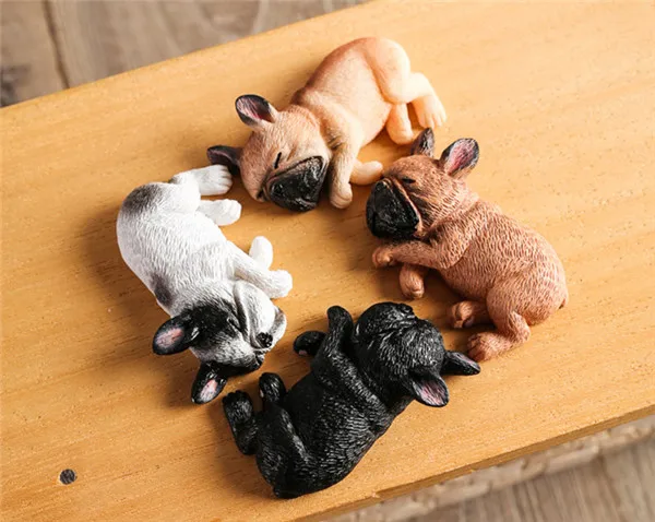 French Bull Dog Sleeping Lazy Pets Fridge Magnets PVC Figures Toys Car Home Office Decoration Gifts - W 9
