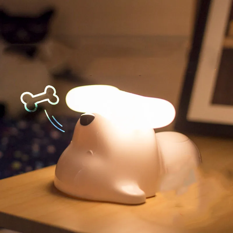 Светодиодный щенок лампа Touch Сенсор ночник USB Перезаряжаемые для детей Спальня