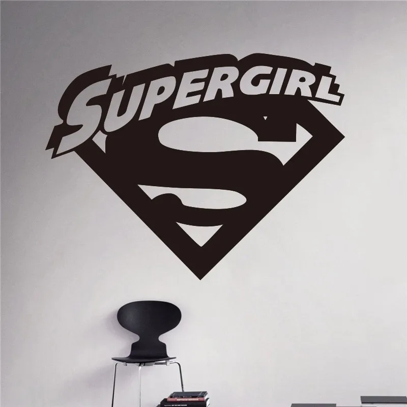 buy New arrival Supergirl Logo Wall Decal Cartoons Comics Superhero Wall Sticker Cartoons Home Interior Children Nursery Room Decor