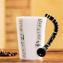 Музыкальный инструмент Примечания кофейная кружка с формой уникальная ручка модный чай Молоко керамическая фарфоровая кружка