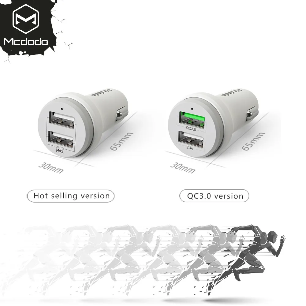 MCDODO سيارة شاحن يو اس بي سريع QC 3.0 الهاتف المحمول شاحن 2 ميناء USB سريع سيارة شاحن سامسونج فون Xiaomi شاحن الجهاز اللوحي