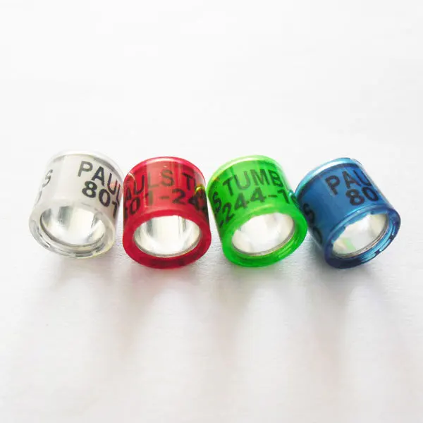 

free shipping 8mm bright colorful Aluminium with Plastic Pigeon Ring with crown on the bottom