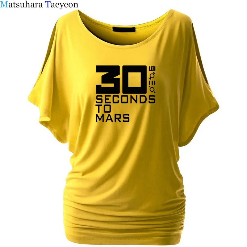 Женская футболка с короткими рукавами 30 Seconds To Mars хлопковая и рок принтом 30STM