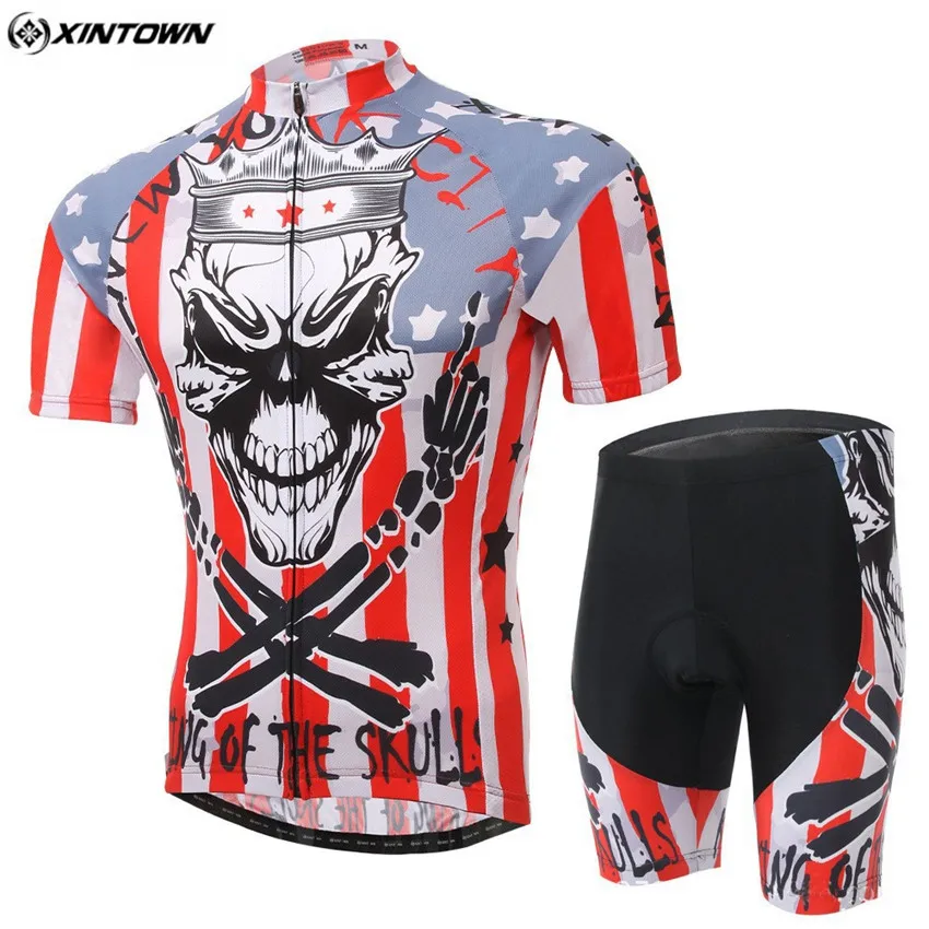 

XINTOWN Bike Team Cycling Jersey/Cycling Clothing Men's SKULL Cycling Team Sport Short Sleeve T-shirt Sportswear S-4XL
