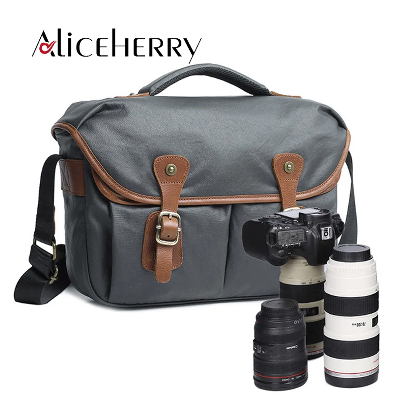 

Waterproof Canvas Leather Crossbody Bag Men Vintage Messenger Bags Large Shoulder Bag Travel Camera Bags