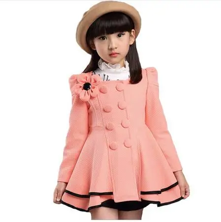 

New Girls jacket Lady children's clothing Autumn Winter trench coat kids jacket flower girls coats Christmas Outerwear long coat