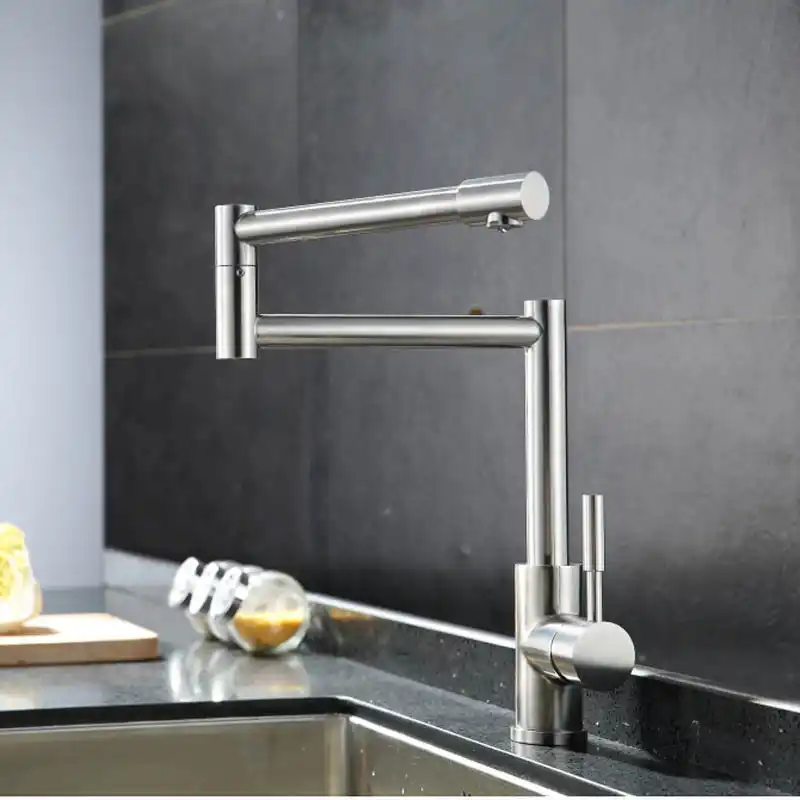 Kitchen Sink Faucet Extended Flexible Folding All Stailnless Steel