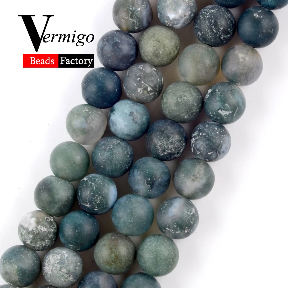 

Natural Dull Polished Moss Agates Stone Round Beads For Jewelry Making DIY Necklace Bracelet 4-12mm Matte Loose Spacer Beads 15"