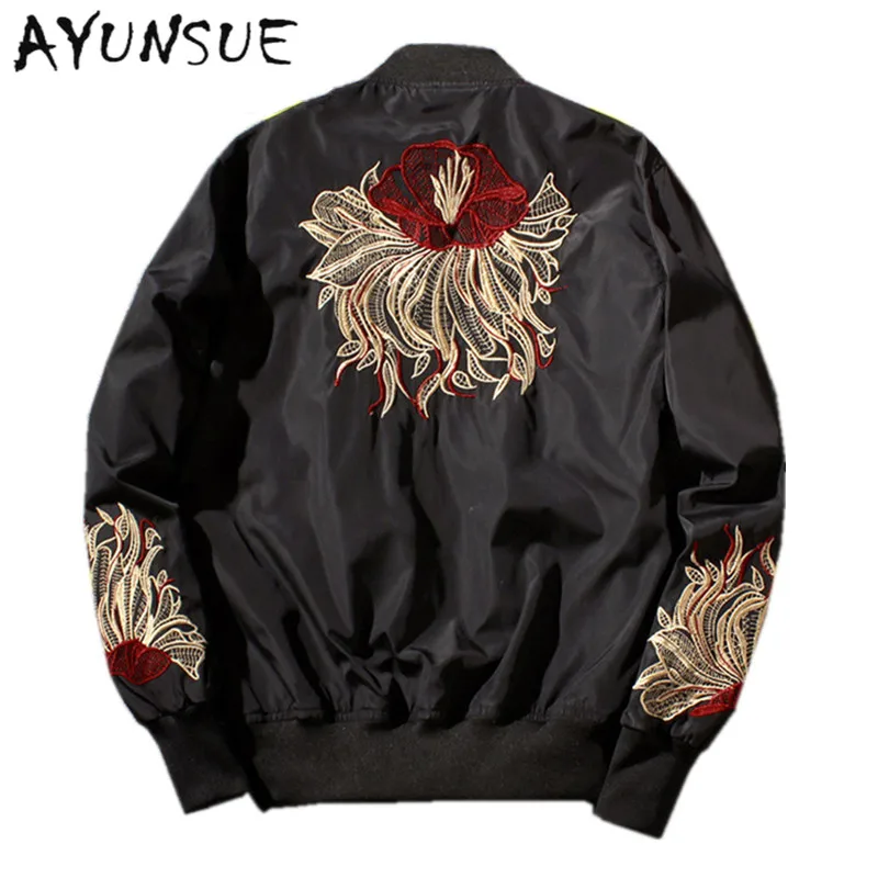 Black Chinese Style Cotton Spring Jacket Men Bomber Jacket Mens Coat