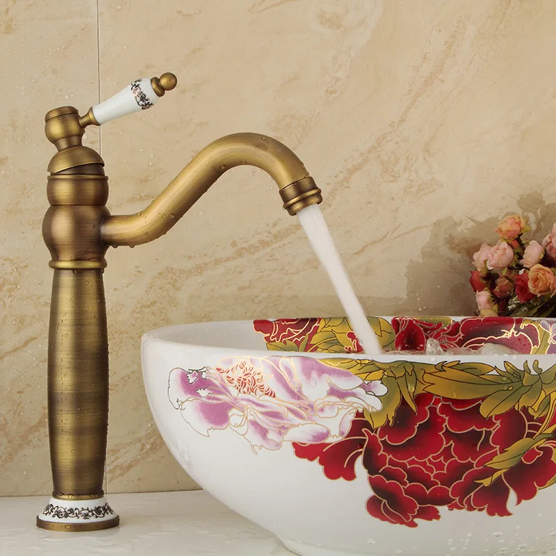 Basin Faucets Brass Antique Wash Basin Cold And Hot Water Tap Single