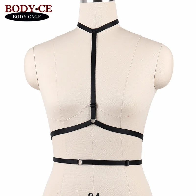 Womens Fashion Harness Lingerie Bondage Bra Black Elastic Strappy Tops ...