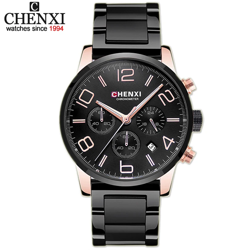 

CHENXI Sports Multifunction Business Watch Men Wrist Watches Luxury Brand Steel & Leather Strap Male Chronograph Quartz Clocks