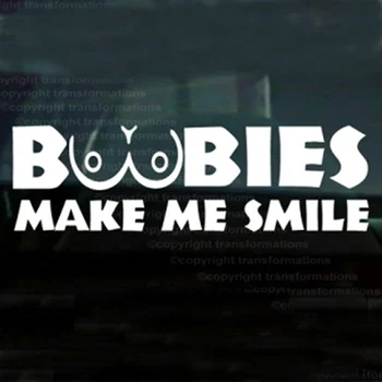 

(100 pieces /lot) Wholesale BOOBIES MAKE ME SMILE FUNNY NOVELTY VINYL Car stickers decals car styling