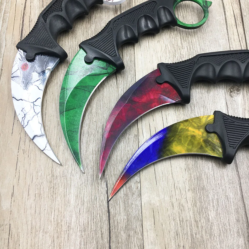 CS GO коготь счетчика удара Karambit нож шеи нож с оболочкой зуб тигра настоящая игра нож Радуга Кемпинг Фиксированное Лезвие Нож