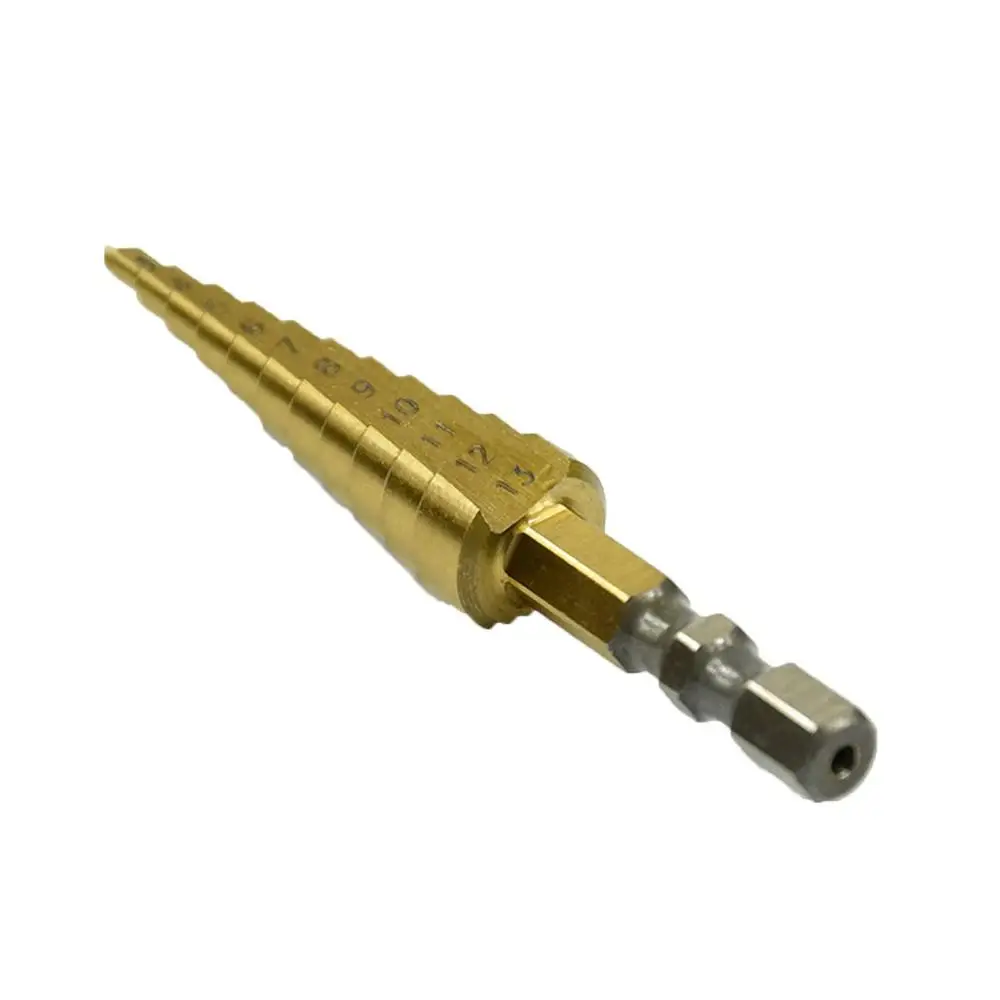 

HSS Titanium Coated Step Drill Bit set 3-13mm Hex Shank for Metal Wood Drill Hole Cutter Tools Step Cone Drill Bit