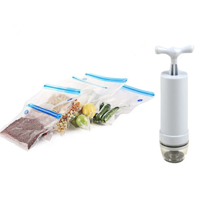 

5pcs/set Vacuum Bags Vacuum Sealer For Food Storage With Pump Reusable Food Packages Kitchen Organizer Vacuum Pump