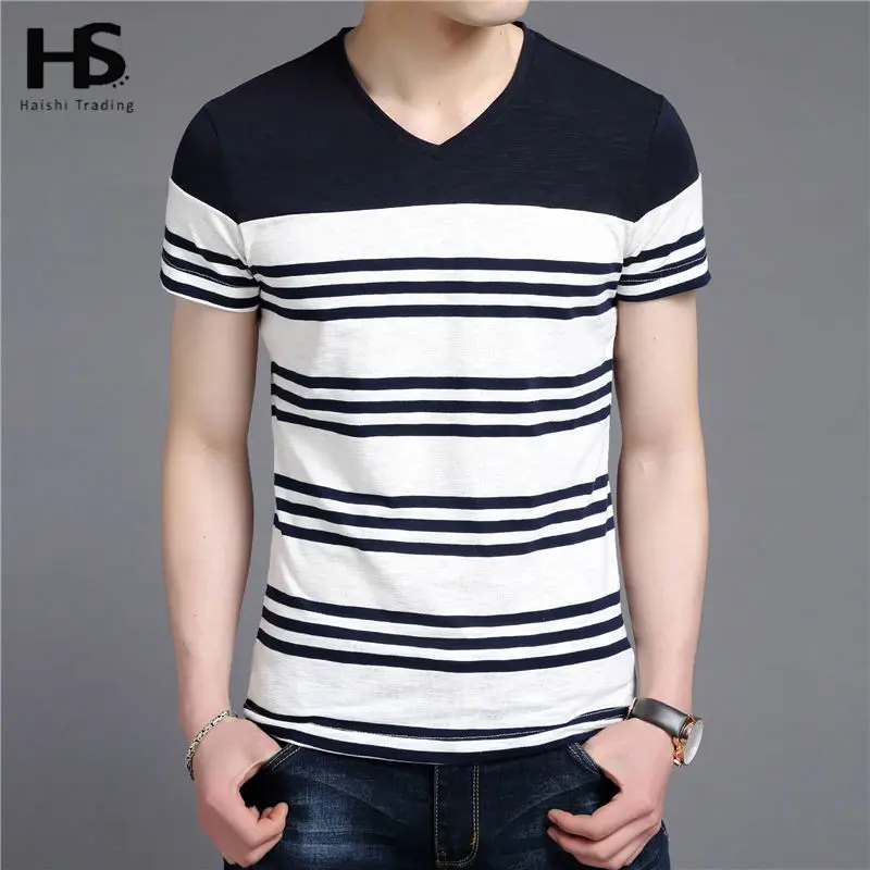 Free Shipping Young Men T Shirt 2016 Summer New Fashion Striped T Shirt Men Slim Fit Short