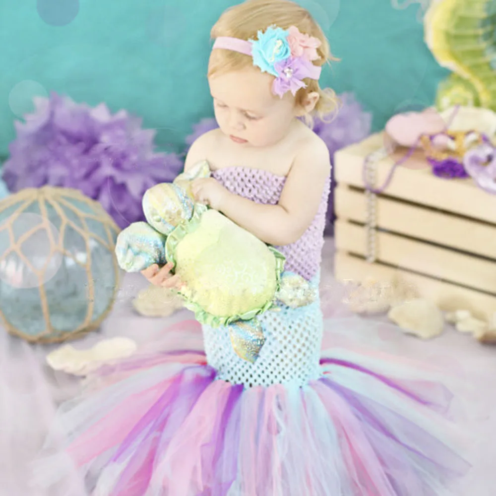 Платье-пачка «рыбий хвост» для маленьких девочек; милый маскарадный костюм принцессы; Детские фатиновые платья для вечеринки, дня рождения, фотосессии