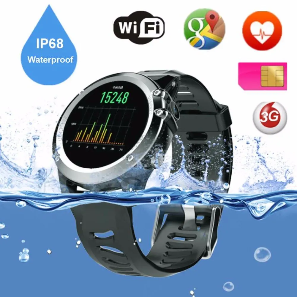 Slimy H1 Android 4,4 OS Смарт-часы водонепроницаемые IP68 плавание 1,39 дюймов MTK6572 Smartwatch телефон Поддержка 3g 2G SIM Wifi gps часы