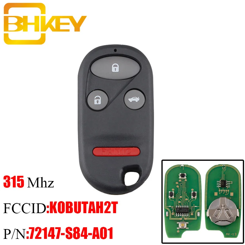 BHKEY 3+ 1 кнопки дистанционного ключа брелок для Honda 315 МГц для Honda Accord 1998 1999 2000 2001 2002 KOBUTAH2T ключ