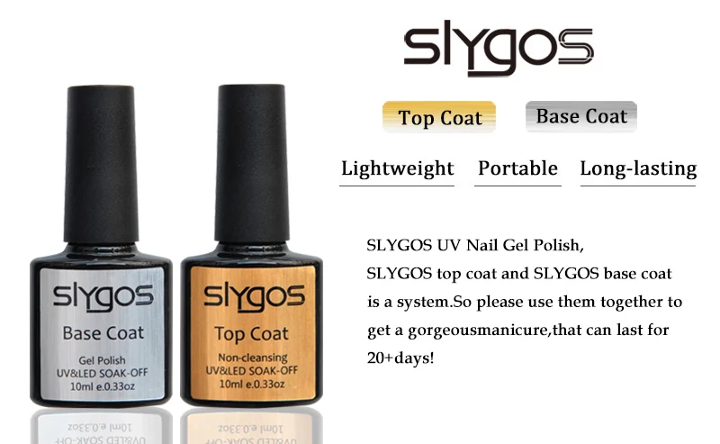 SLYGOS Top& Base Coat Гель-лак для ногтей 2 шт. Top It Off+ Базовое покрытие гель для нанесения основания Набор лаков для ногтей 10 мл УФ-грунтовка для ногтей