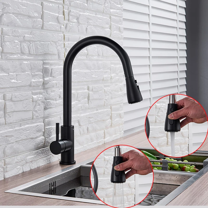 

Kitchen Pull Down Faucet Deck Mounted Faucet Hot and Cold Faucet Rotatable Faucet