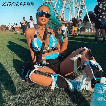 

ZKYZWX Sexy Two Piece Set Summer Tracksuit Crop Top Biker Shorts Matching Sets Festival Clothing Club Outfits 2pcs Short Set