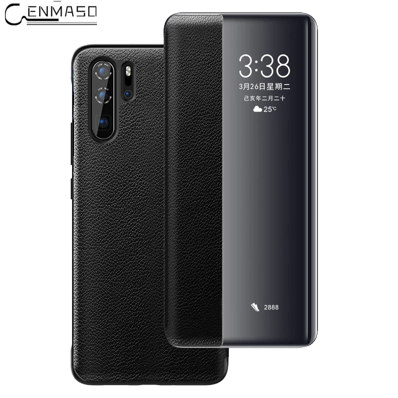 

HUAWEI P30 Pro Case Luxury Genuine Leather Smart View Window Wake Up HUAWEI P20 Pro Flip Cover HUAWEI P20 P30 Pro Case Funda