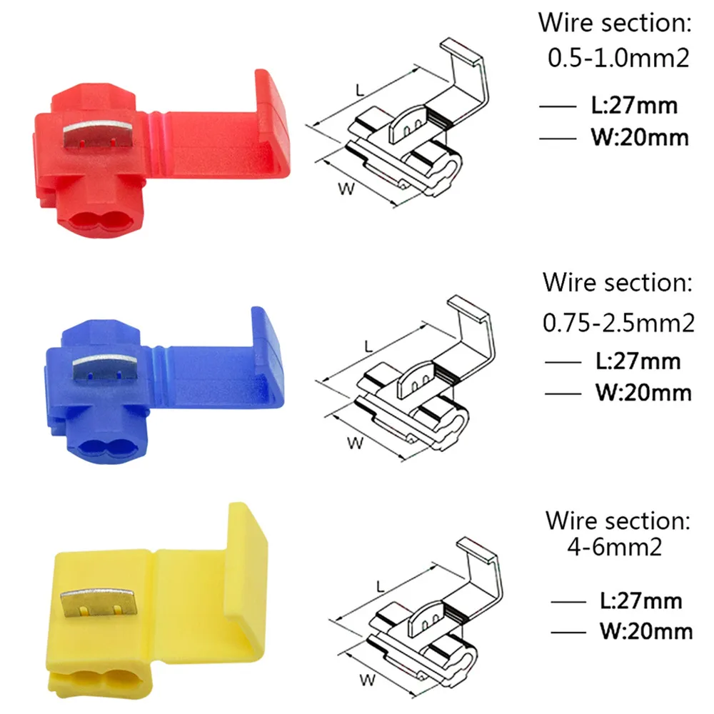 50 шт. Красный 22-18 AWG Синий 18-14 AWG ЖЕЛТЫЙ 12-10AWG проволочный замок на скотче Электрический кабель Разъемы быстрого сращивания терминалы обжимной