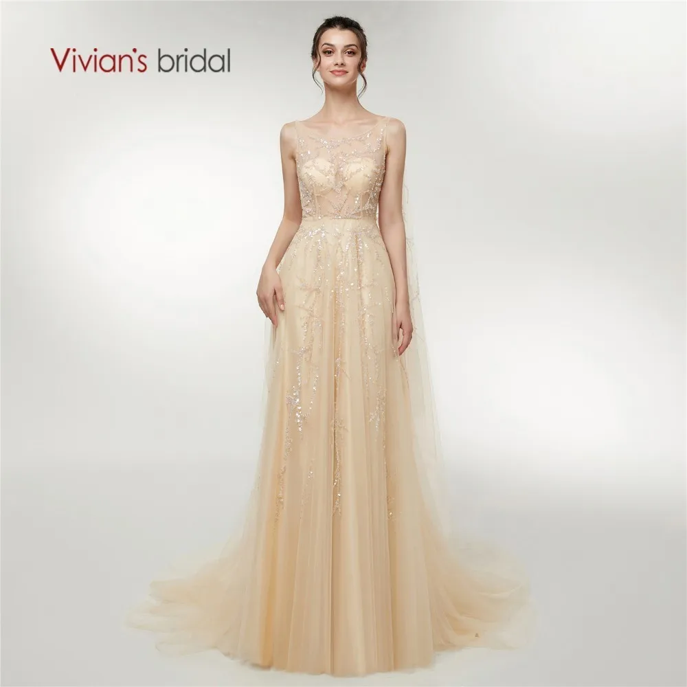 Женское вечернее платье Vivian's Bridal длинное с открытой спиной на молнии Сетчатое