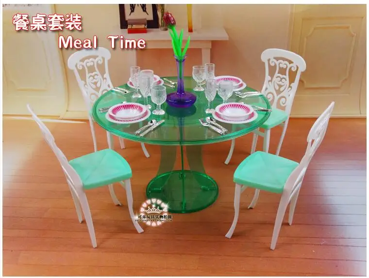 Najtaniej Nowe meble do dom dla lalek barbie zielony stół kuchenny zestaw do mebli barbie element ubioru akcesoria dla lalek 1 6 DIY toy
