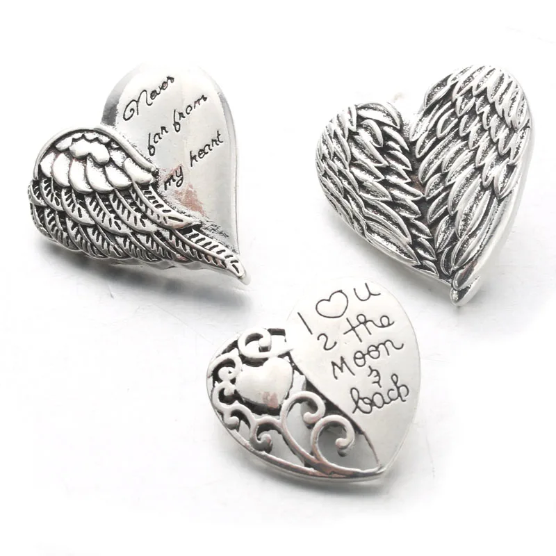 

10pcs/lot Heart Snap Jewelry Boom Life Metal Rhinestone Snap Buttons Fit 18MM Snap Bracelet For Women DIY Charms 4453