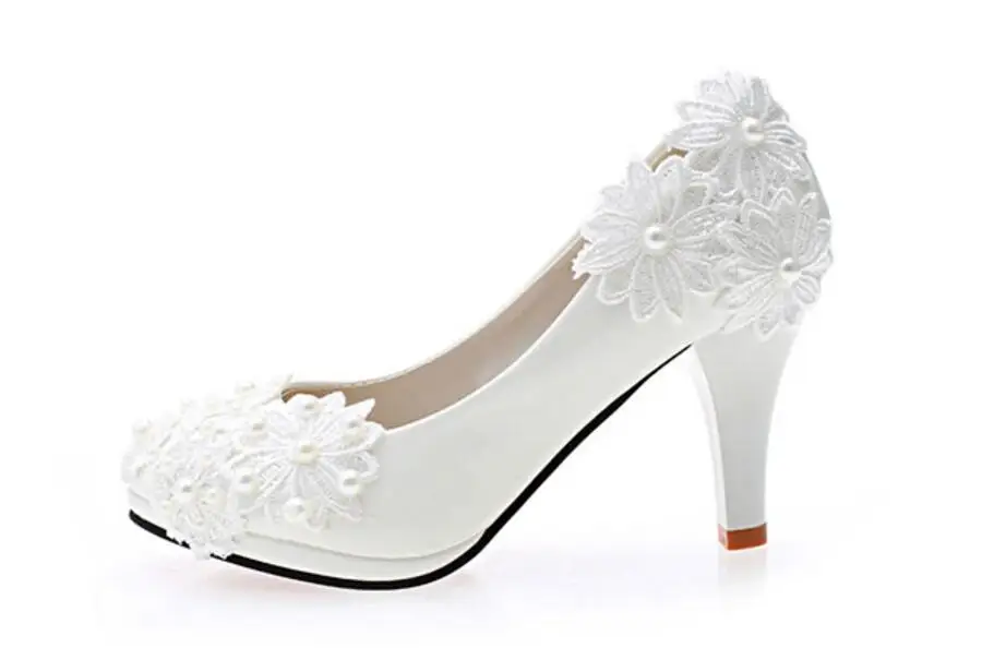 Женские свадебные туфли г. новое поступление! Слипоны белого цвета с круглым носком на платформе свадебные белые кружевные свадебные туфли