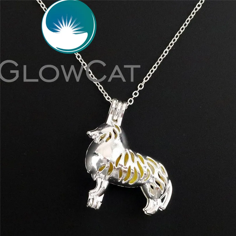 L549 Metal Animal Dog Beads Cage Locket Chain Necklaces Finding