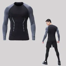 Брендовые футболки для бега, мужские Компрессионные спортивные футболки с длинным рукавом для фитнеса, эластичные быстросохнущие спортивные баскетбольные футболки Rashgard
