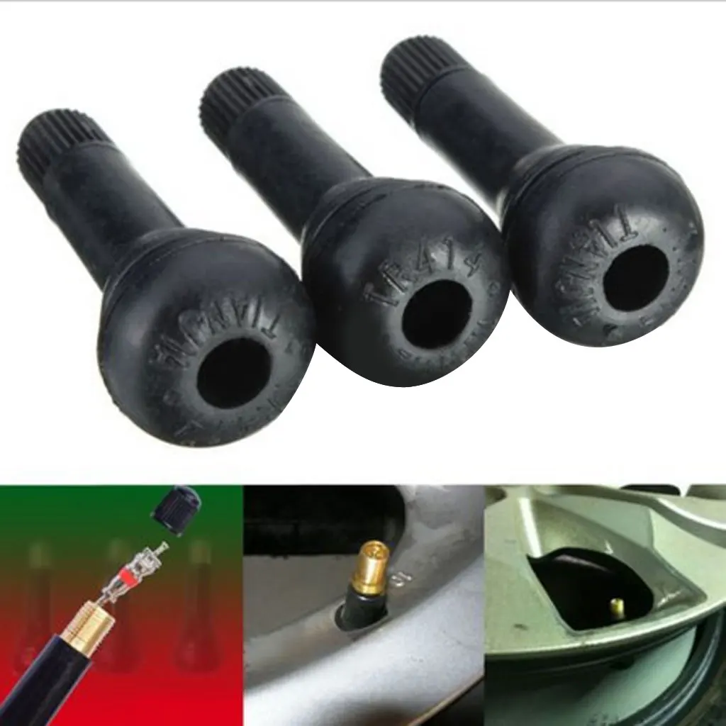 10PCS NEW TR414 RUBBER & ZINC SNAP IN TUBELESS CAR TYRE VALVE + DUST CAP Valvula del neumatico valve à pneus 