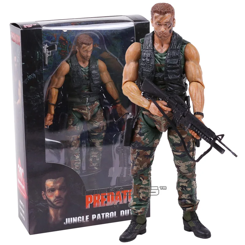 NECA PREDATOR 30th anniversary Jungle Patrol encoming excussion Маскировка голландский Охотник за джунглями Unmasked Demon фигурка 18 см - Цвет: Patrol