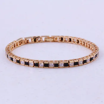 

Superb Black Created Crystal & White Cubic Zircon Jewelry Yellow Gold Color Fashion Charm Bracelets For Women Jewelry D0063