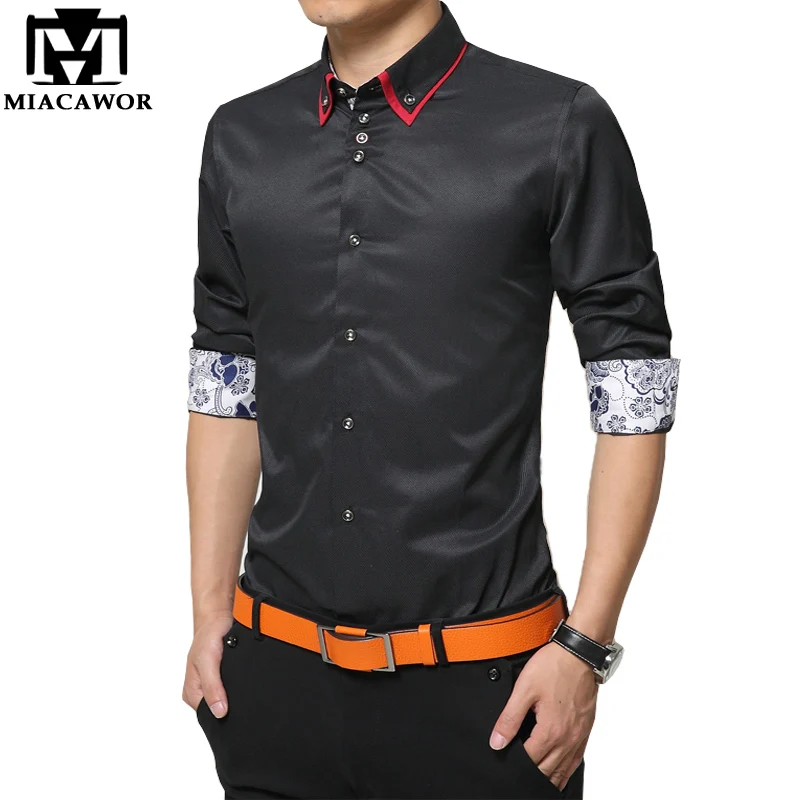 Plus Size 5XL 2018 New Men Dress Shirts Fashion Chemise Homme Solid Men