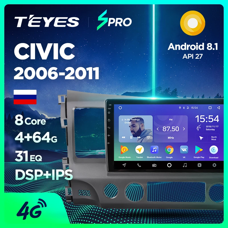 

TEYES SPRO For Honda Civic 8 FK FN FD 2005 2008 2009 2010 2012 Car Radio Multimedia Video Player Navigation GPS Android 8.1