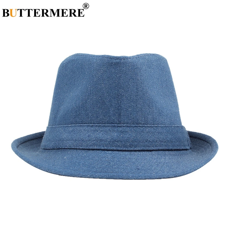 BUTTERMERE Men Fedora Hats Denim Cap 