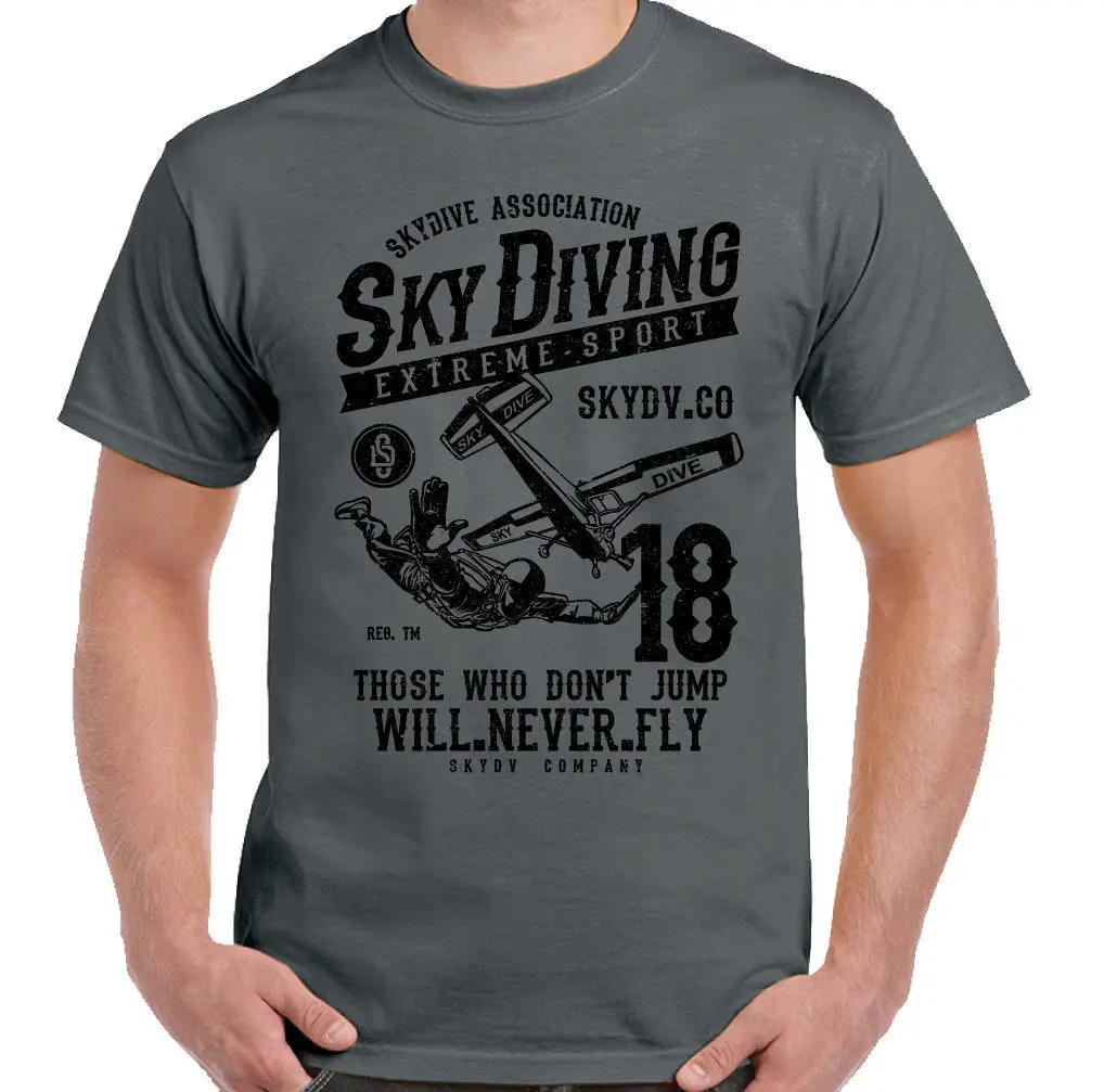 2019 Hot sale 100% cotton Fallschirmspringen Extrem Sporter Herren gratis Fall T-SHIRT SKYDIVER Skydive